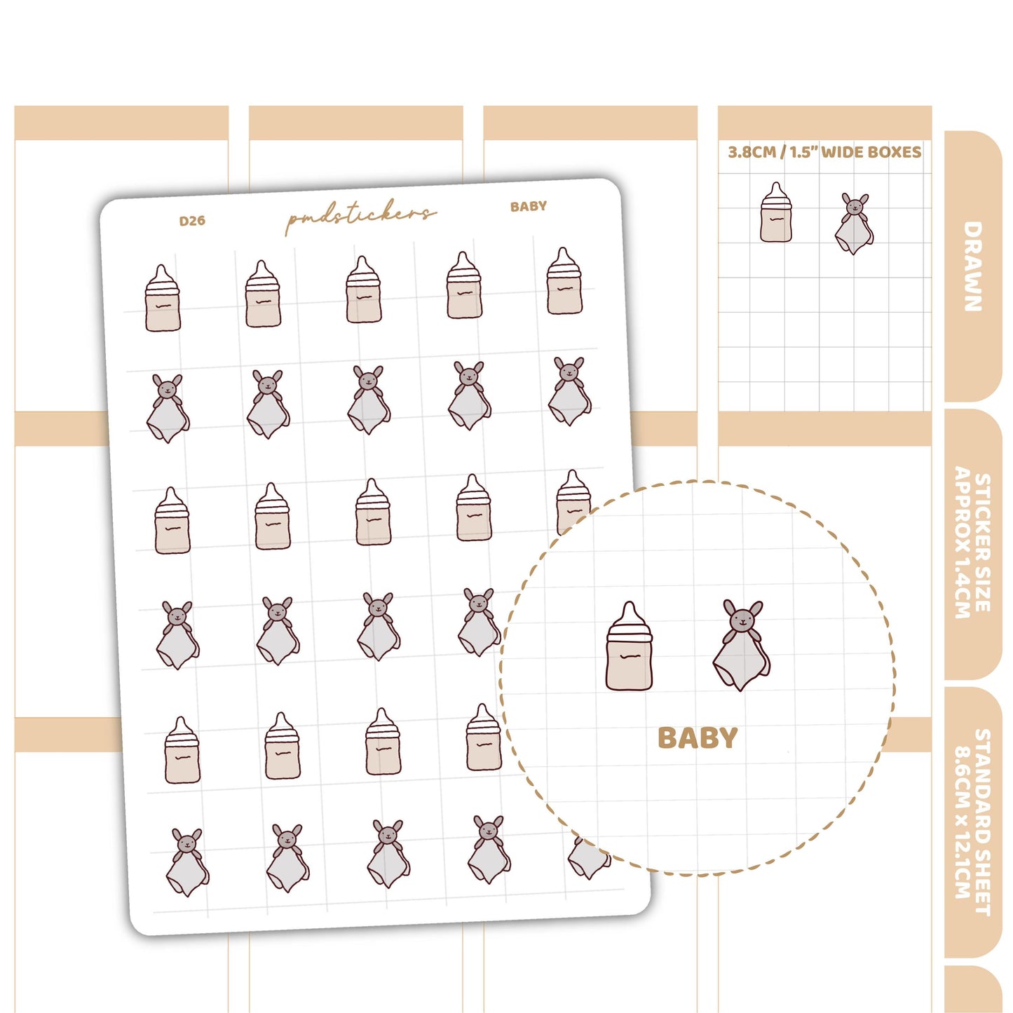 Baby Stickers | Drawn Planner Stickers | D26
