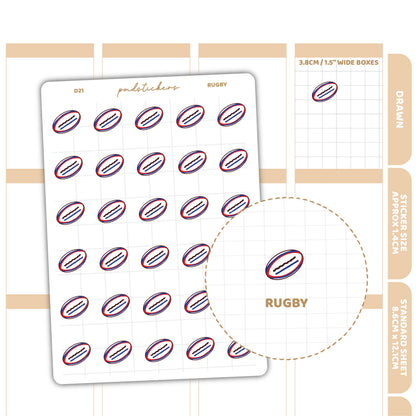 Rugby Stickers | Drawn Planner Stickers | D21