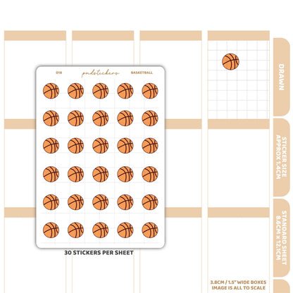 Basketball Stickers | Drawn Planner Stickers | D18