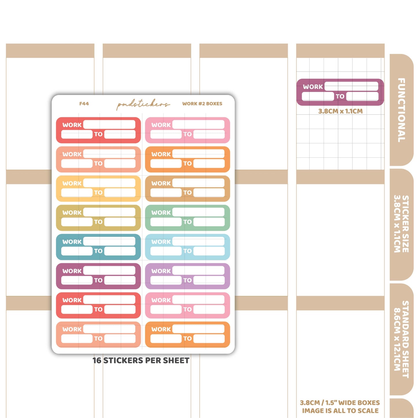 Work #2 Box Stickers | Functional Planner Stickers | F44