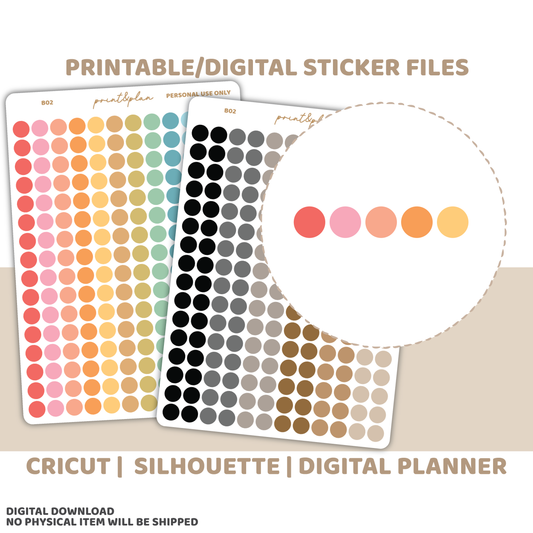 Digital Download Tiny Dot Stickers | Basic Planner Stickers | B02-D
