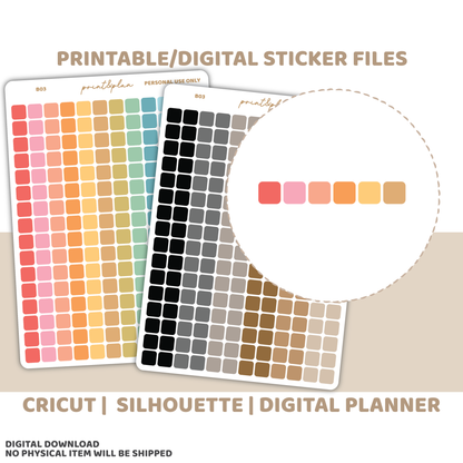 Digital Download Tiny Squares Stickers | Basic Planner Stickers | B03-D