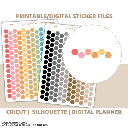 Digital Download Tiny Hexagons Stickers | Basic Planner Stickers | B04-D