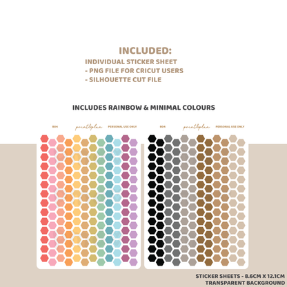 Digital Download Tiny Hexagons Stickers | Basic Planner Stickers | B04-D
