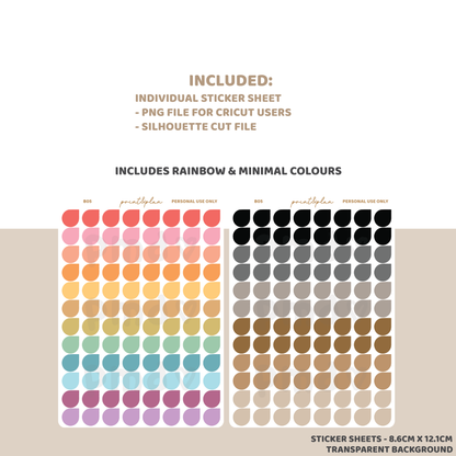 Digital Download Mini Teardrops Stickers | Basic Planner Stickers | B05-D