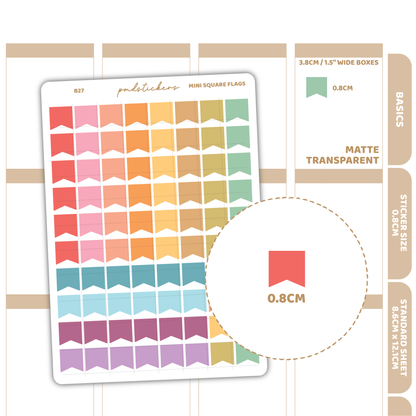 Mini Square Flag Stickers | Basic Planner Stickers | B27