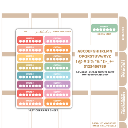 Custom Weekly Checkdot Box Stickers | Custom Planner Stickers | C08