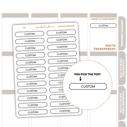 Custom Capsule Stickers | Custom Minimal Planner Stickers | C20