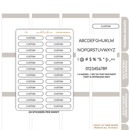 Custom Capsule Stickers | Custom Minimal Planner Stickers | C20