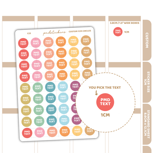 Custom 1cm Circle Stickers | Custom Planner Stickers | C23