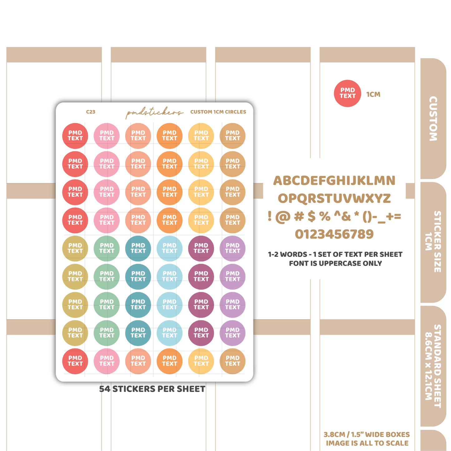 Custom 1cm Circle Stickers | Custom Planner Stickers | C23