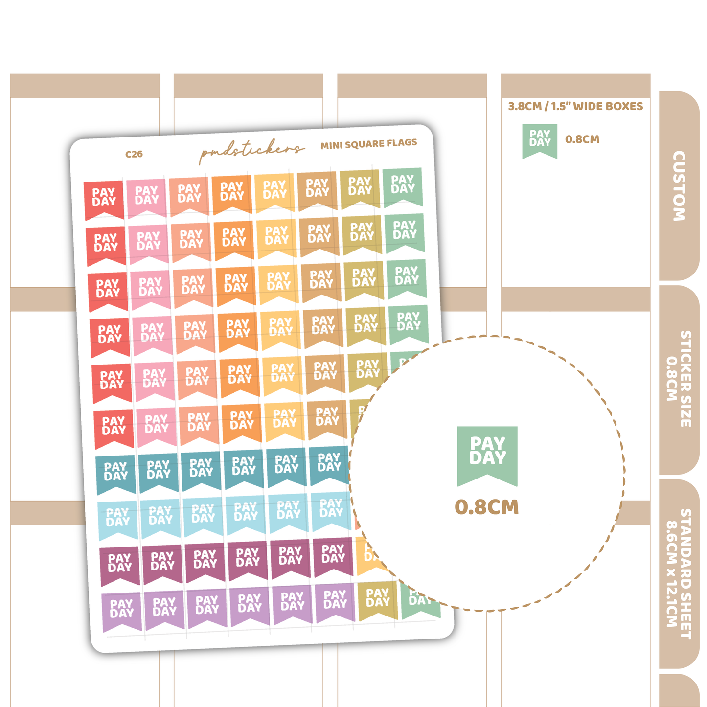 Custom Mini Square Flag Stickers | Custom Planner Stickers | C26