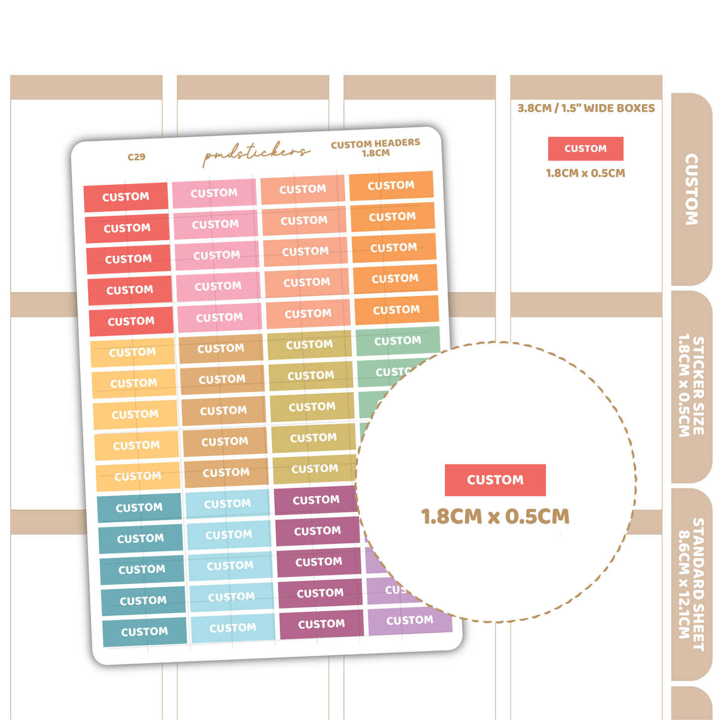 Custom Tiny Headers Stickers | Custom Planner Stickers | C29