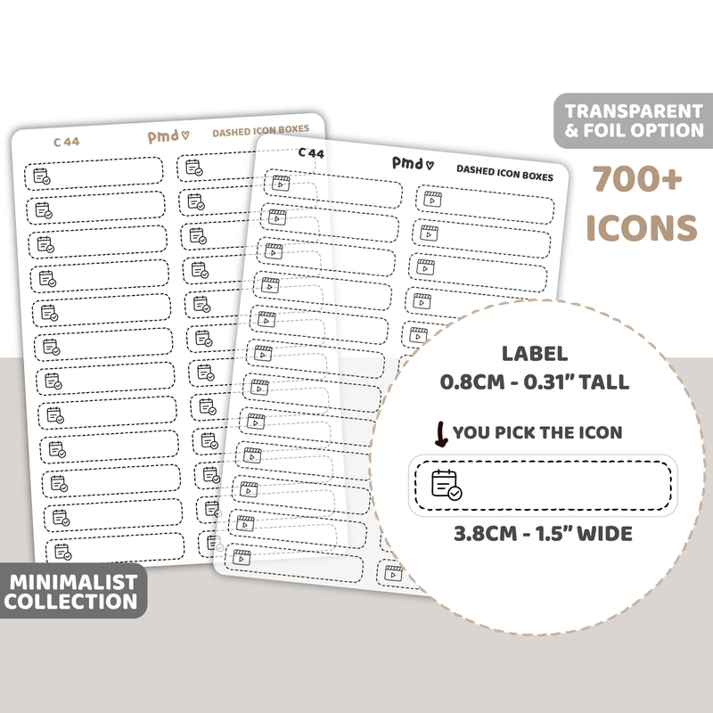 Dashed Icon Box Stickers | C44