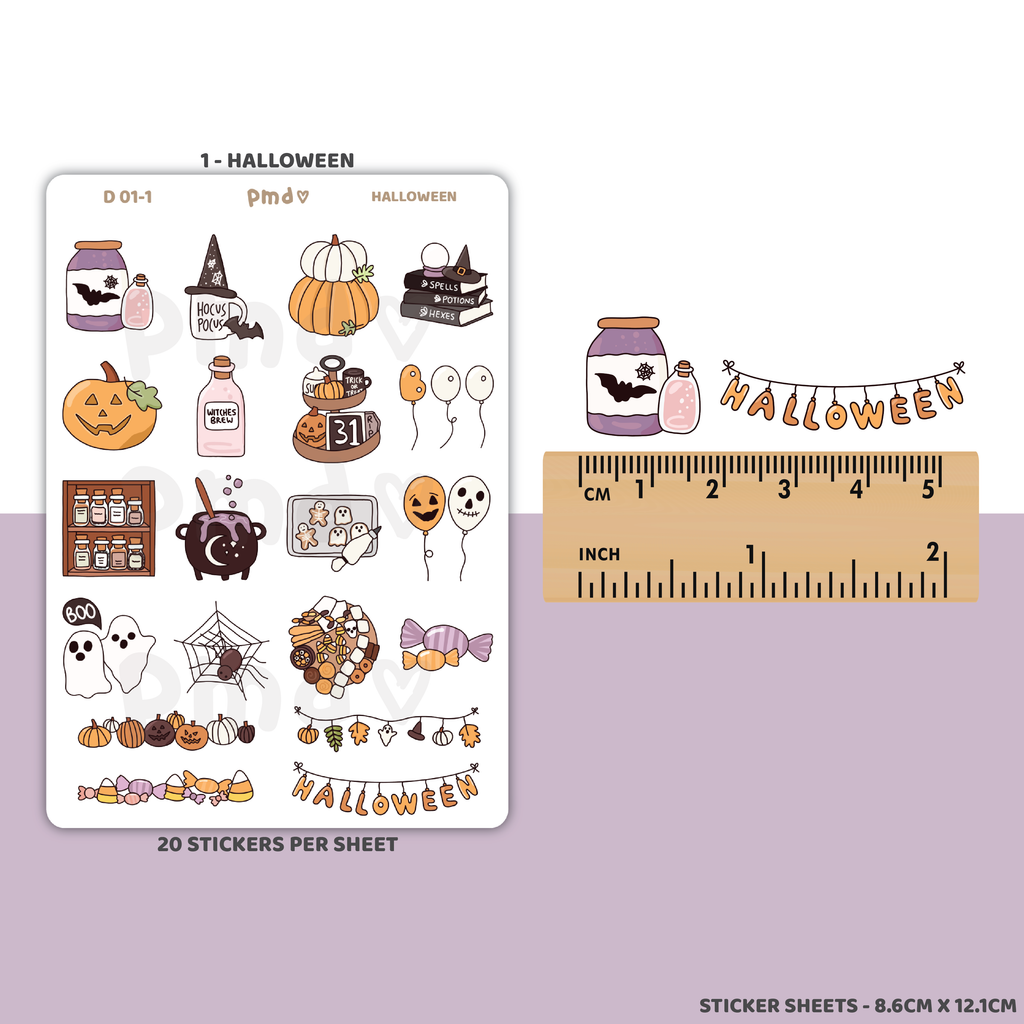 Halloween Doodles & Countdown Stickers | D01