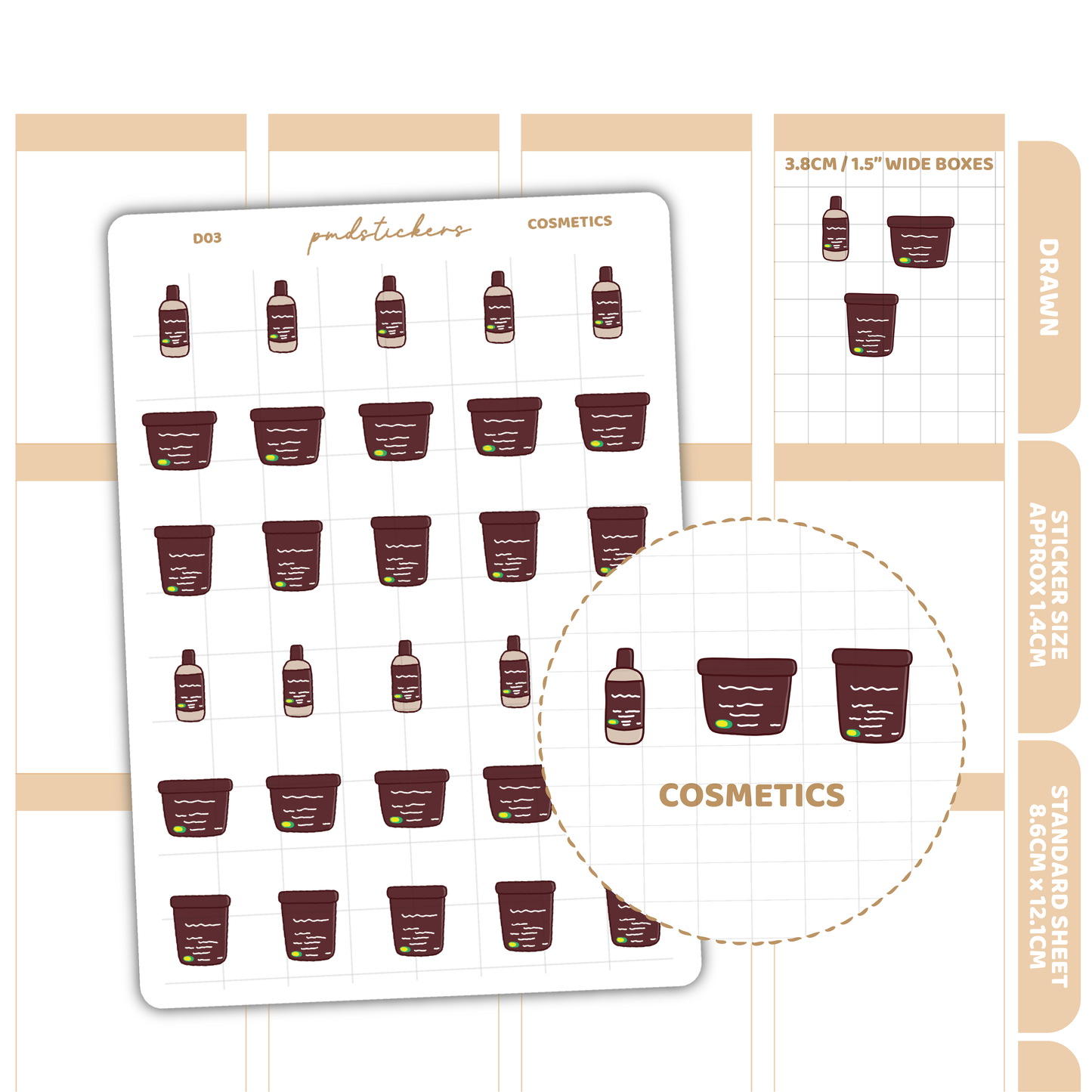 Cosmetics Stickers | Drawn Planner Stickers | D03