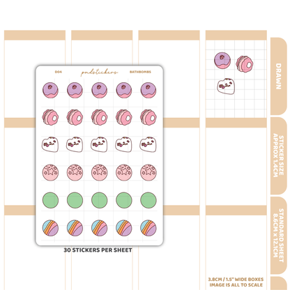 Bathbombs Stickers | Drawn Planner Stickers | D04