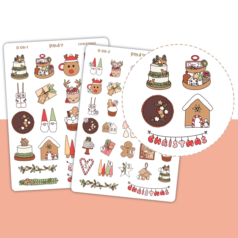 Christmas Doodles & Countdown 2021 Stickers | D06