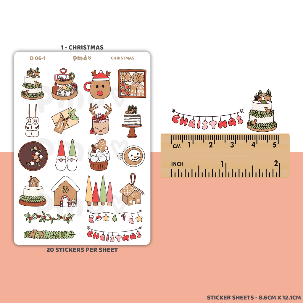 Christmas Doodles & Countdown 2021 Stickers | D06