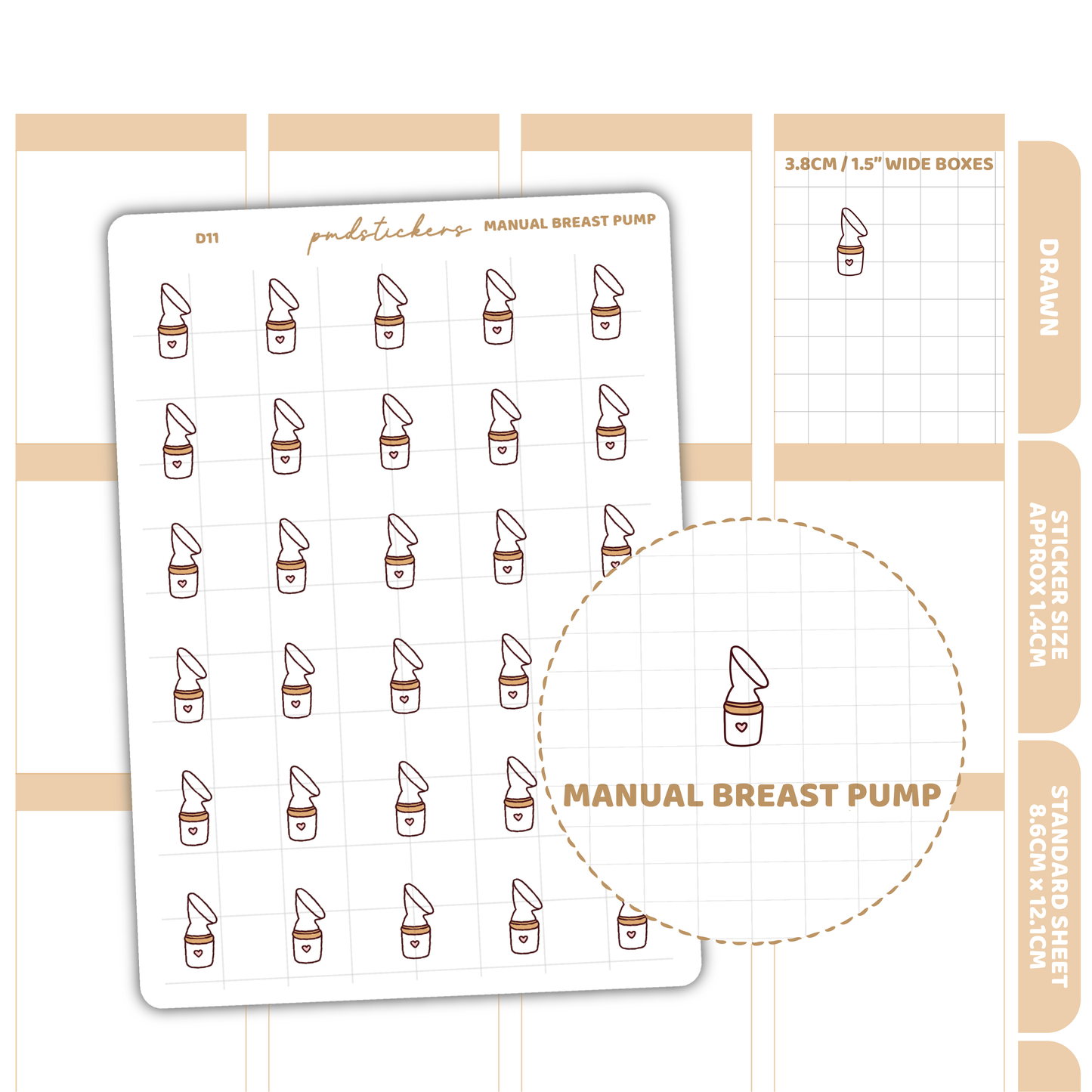 Manual Breast Pump Stickers | Drawn Planner Stickers | D11