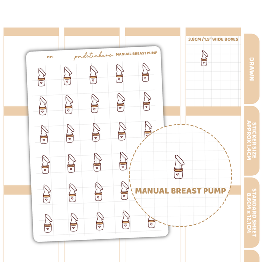 Manual Breast Pump Stickers | Drawn Planner Stickers | D11