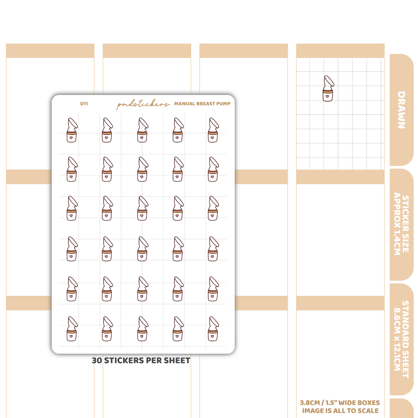 Manual Breast Pump Stickers | Drawn Planner Stickers | D11