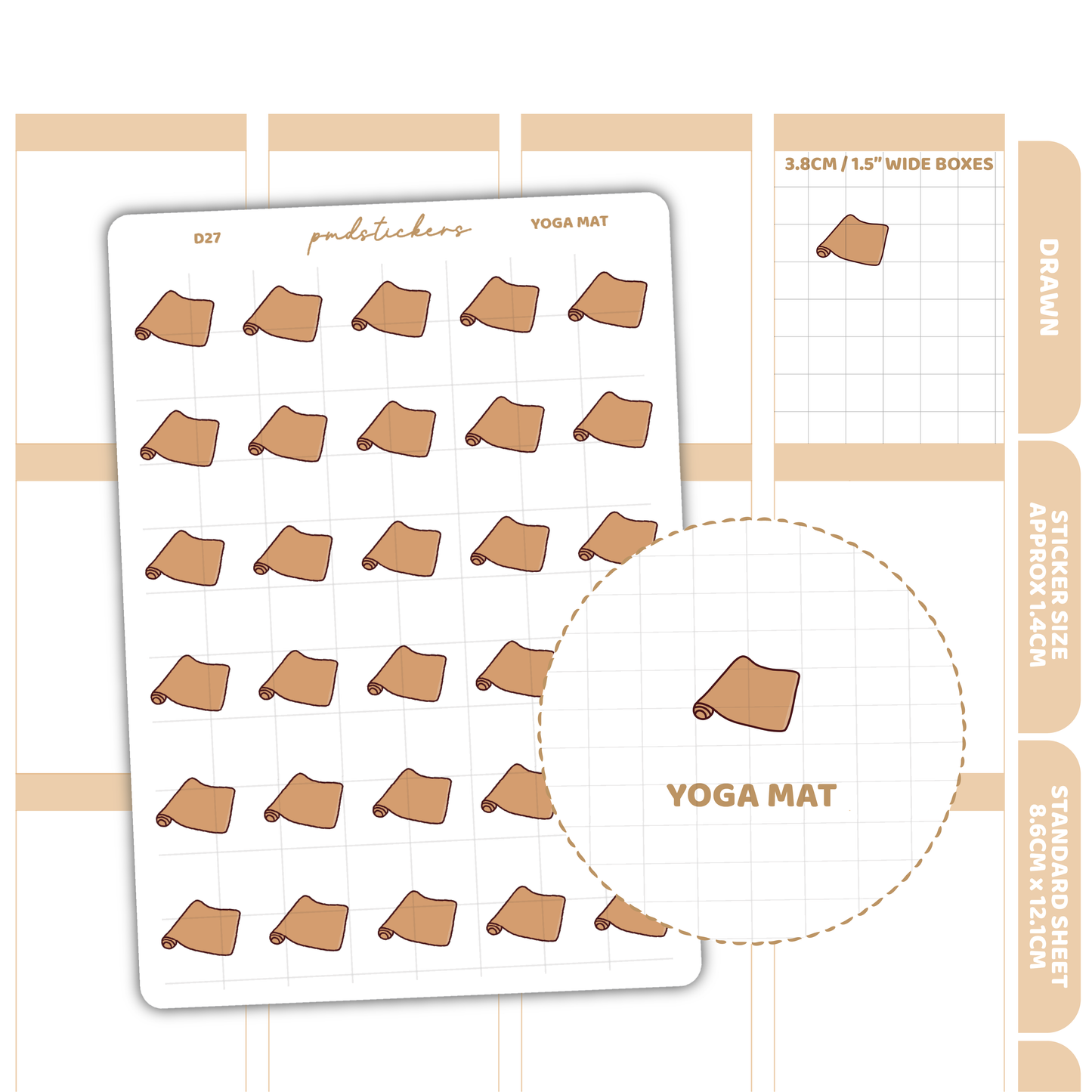 Yoga Mat Stickers | Drawn Planner Stickers | D27