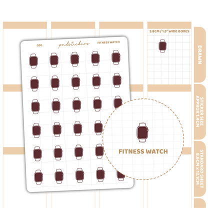 Fitness Watch Stickers | Drawn Planner Stickers | D30