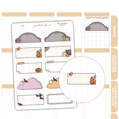 Halloween Box Stickers | Drawn Planner Stickers | D46