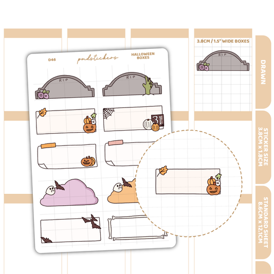 Halloween Box Stickers | Drawn Planner Stickers | D46
