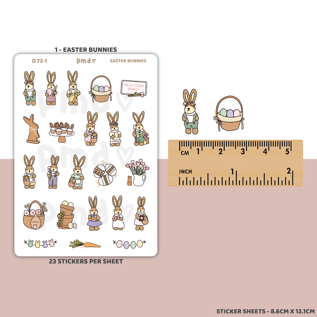 Easter Bunnies & Countdown 2024 Stickers | D72