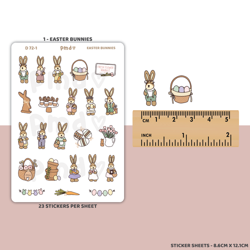 Easter Bunnies & Countdown 2024 Stickers | D72
