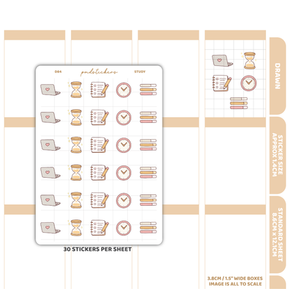 Study Stickers | Drawn Planner Stickers | D84