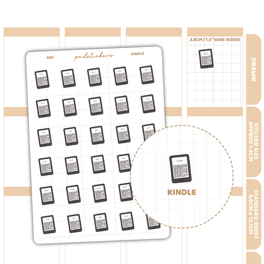 Kindle Stickers | Drawn Planner Stickers | D86