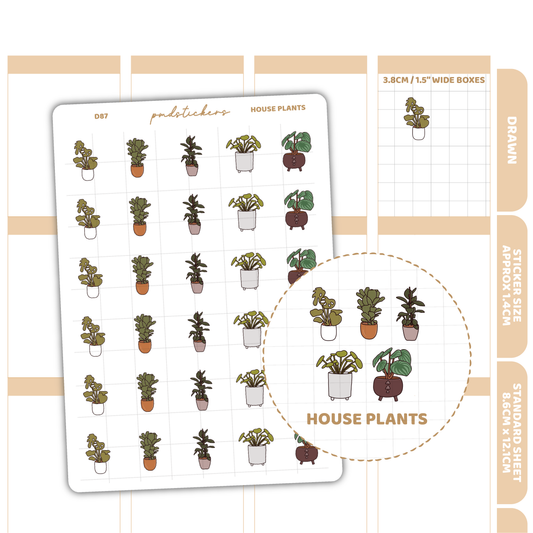 House Plants Stickers | Drawn Planner Stickers | D87