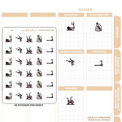 Exercise Equipment Stickers | Drawn Planner Stickers | D88