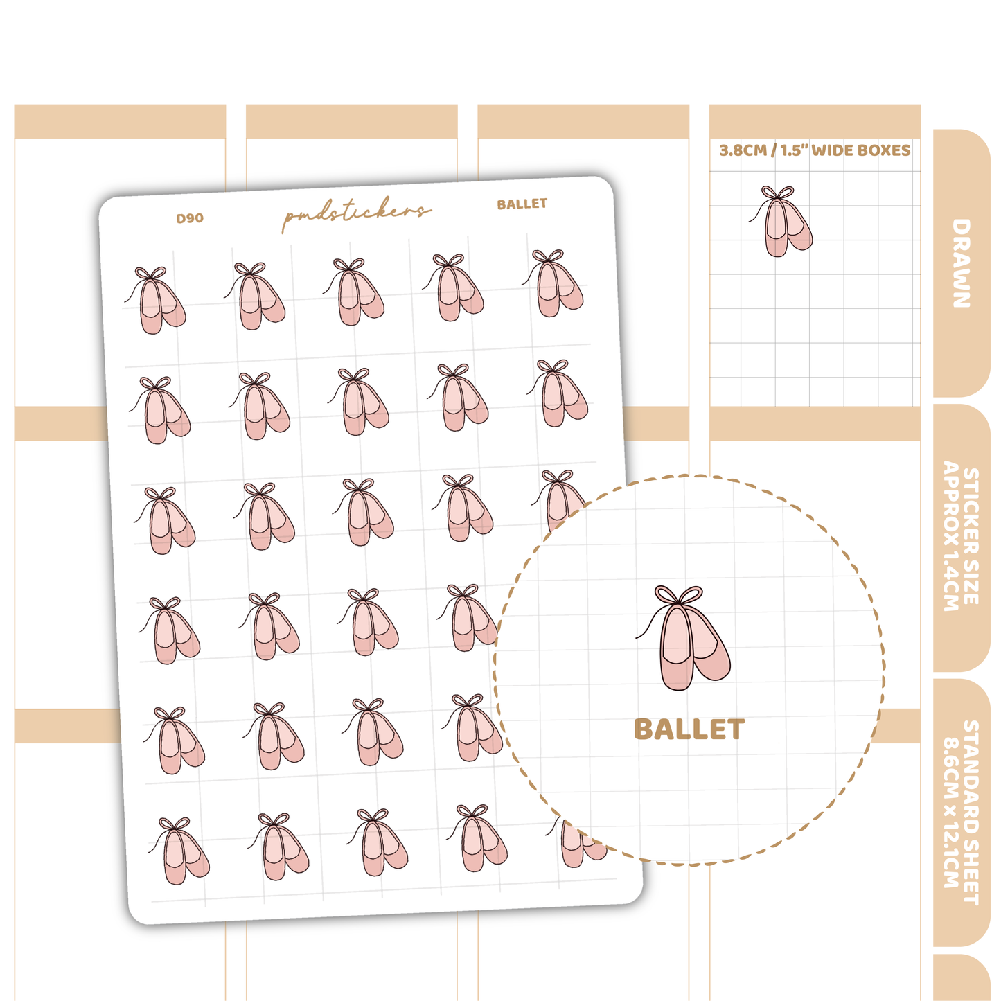 Ballet Stickers | Drawn Planner Stickers | D90