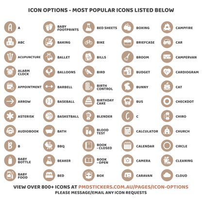 Colour Icon Dot Stickers | 800+ Icons | Planner Stickers | 02