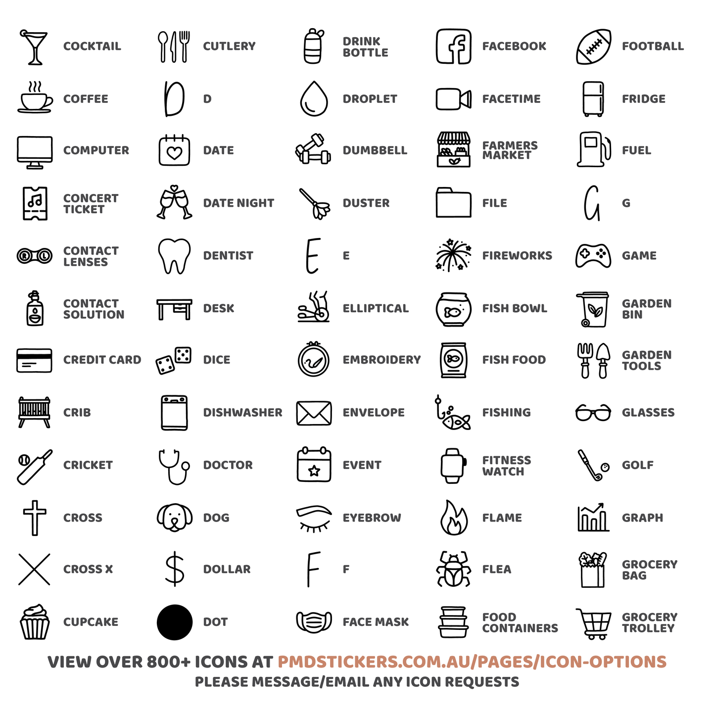 Tiny Icon Dot Stickers | 800+ Icons | Standard Sheets | Planner Stickers | 05-S