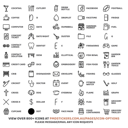 Custom Mini Icon Dot Stickers | Any 2, 4 or 8 Icons per sheet | Minimal Planner Stickers | C28