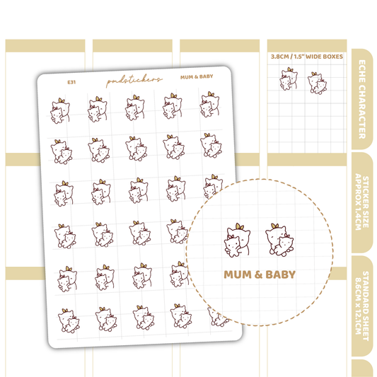 Mum & Baby Stickers | Eche Character Planner Stickers | E31