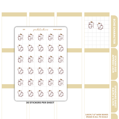 Mum & Baby Stickers | Eche Character Planner Stickers | E31