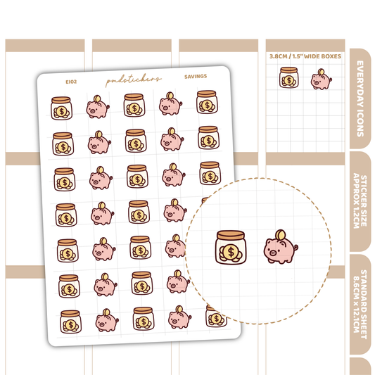 Savings Everyday Icon Stickers | Planner Stickers | EI02