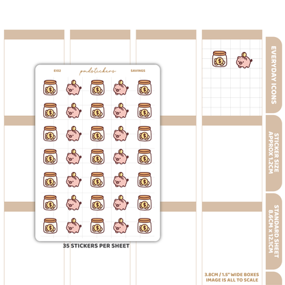 Savings Everyday Icon Stickers | Planner Stickers | EI02