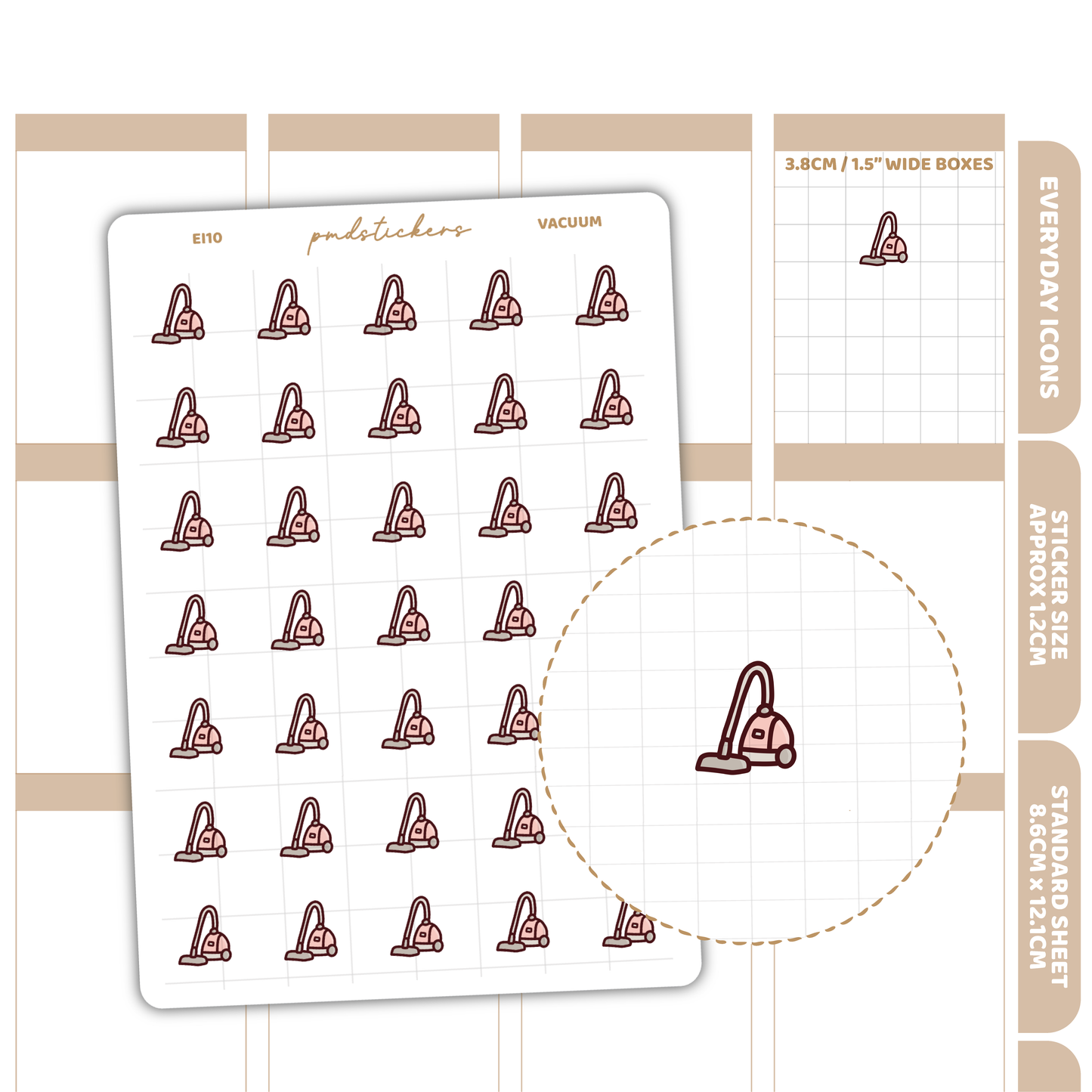 Vacuum Everyday Icon Stickers | Planner Stickers | EI10