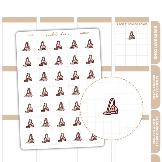 Vacuum Everyday Icon Stickers | Planner Stickers | EI10