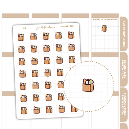 Grocery Bag Everyday Icon Stickers | Planner Stickers | EI12
