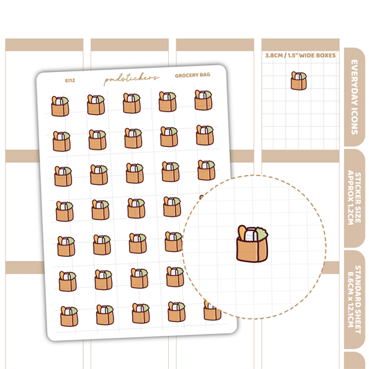 Grocery Bag Everyday Icon Stickers | Planner Stickers | EI12