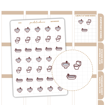 Bathroom Everyday Icon Stickers | Planner Stickers | EI14