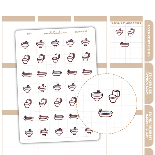 Bathroom Everyday Icon Stickers | Planner Stickers | EI14